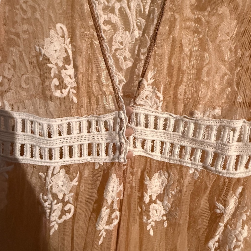 Y2K Lace Embroidered Maxi Kimono Sheer Boho Hippie Crochet Cottagecore Festival - Picture 4 of 6
